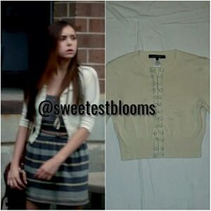 RARE! ASO Elena Gilbert Nanette Lepore CREAM Cardigan Size XS
